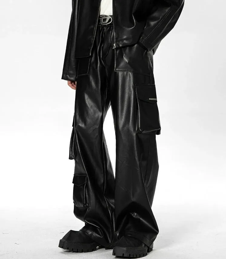 Glossy Pocket Leather Pants