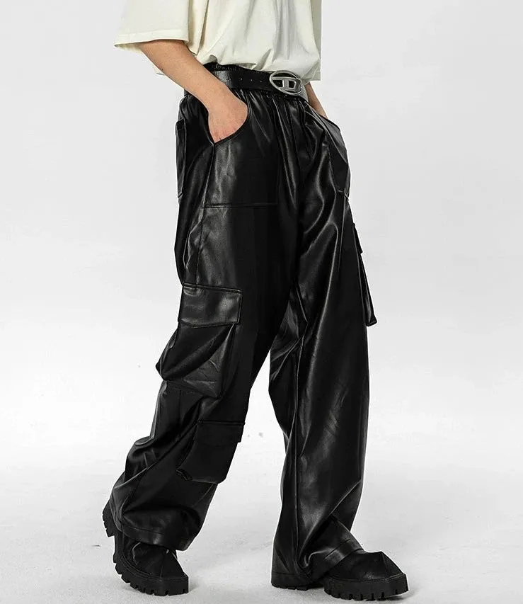 Glossy Pocket Leather Pants