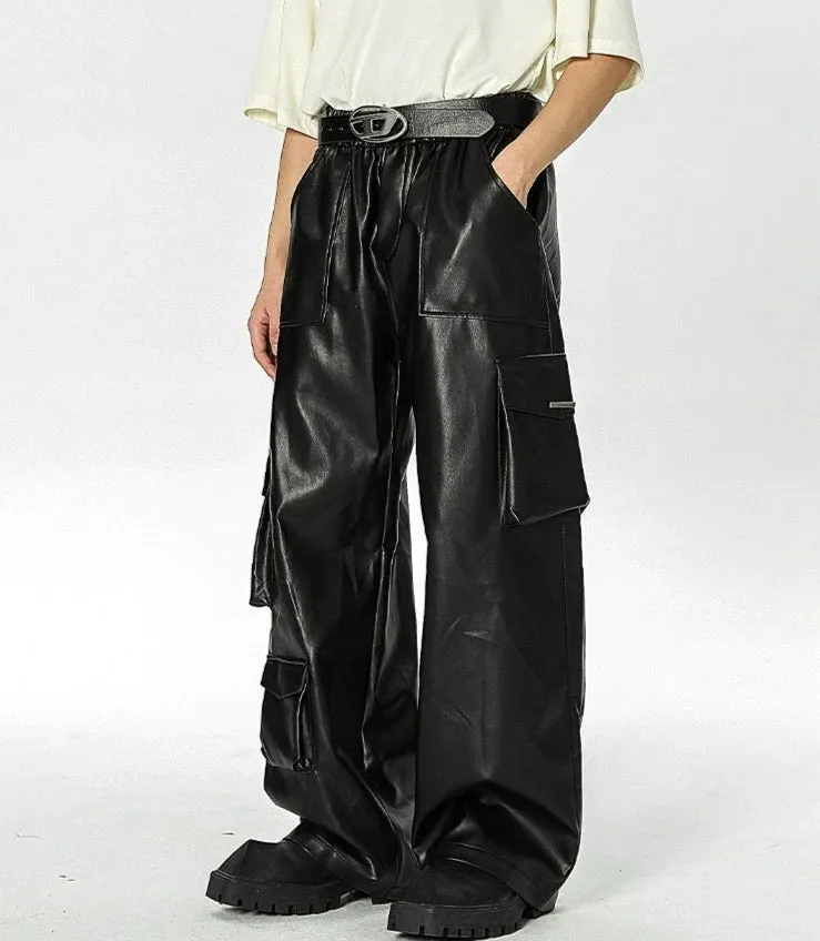 Glossy Pocket Leather Pants