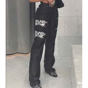 Goth Women Black Leather Pant