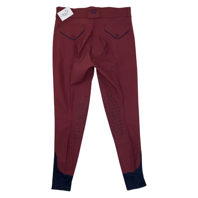 Halter Ego 'Perfection' Breeches in Burgundy/Navy Piping - Women's 33/34