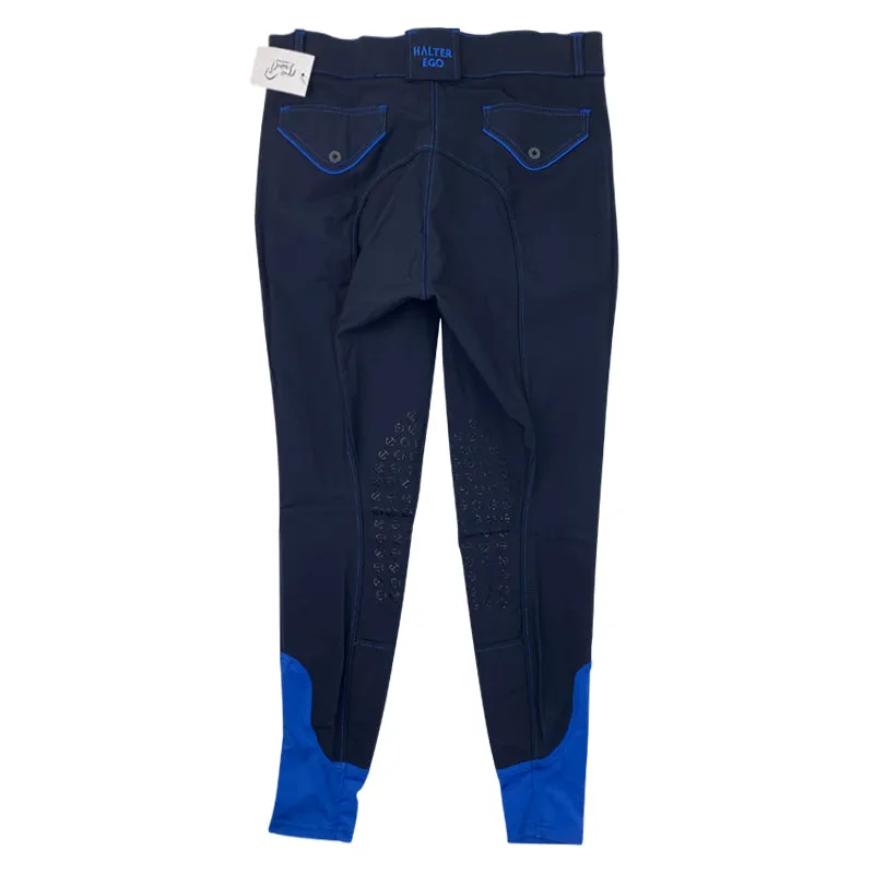 Halter Ego 'Perfection' Breeches in Deep Navy/Royal Piping - Women's 35/36