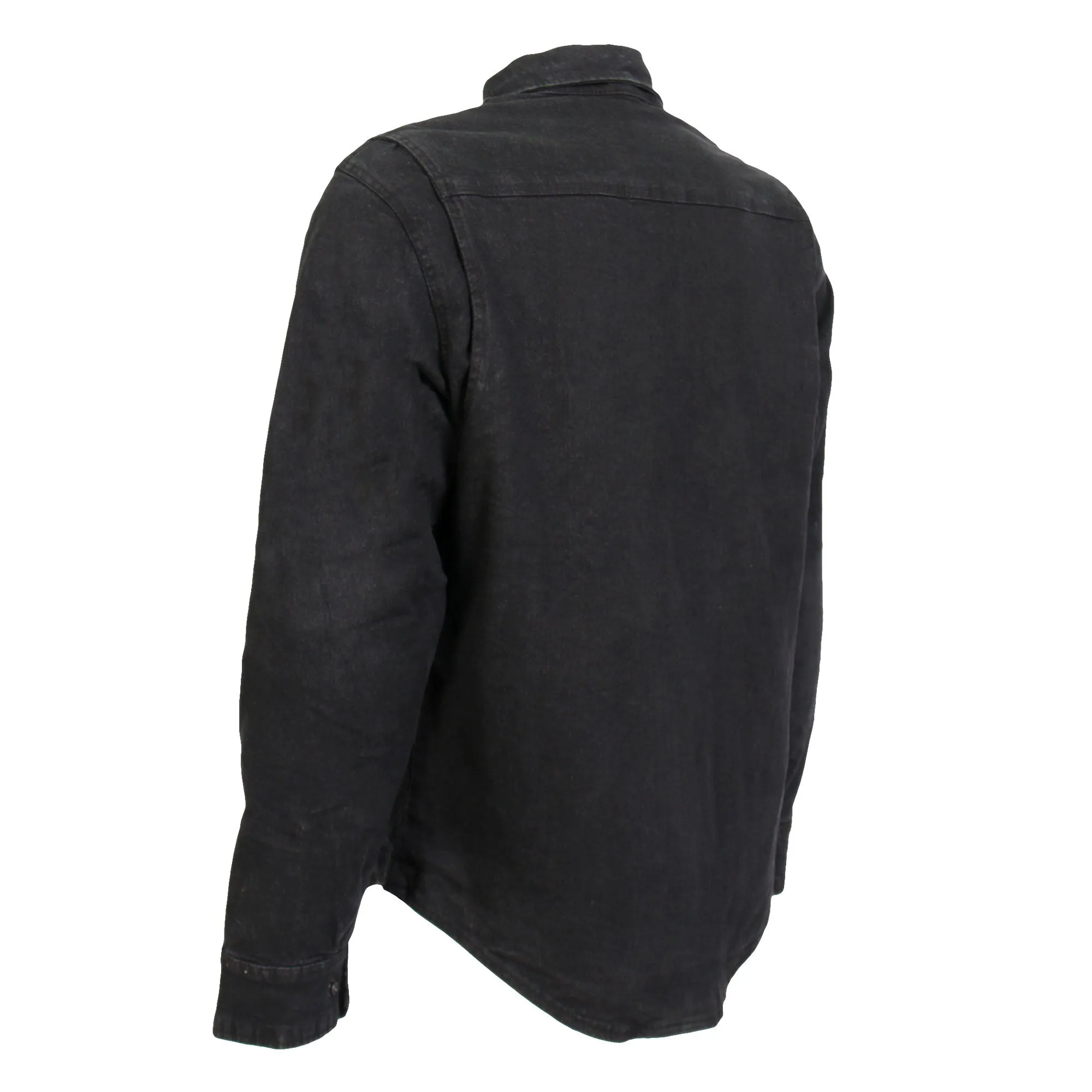 Hot Leathers JKM3009 Men's Classic Motorcycle Black Denim Long Sleeve Biker Shirt with Armor