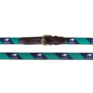 Keeneland Men's Stacked Logo Navy Ribbon Belt