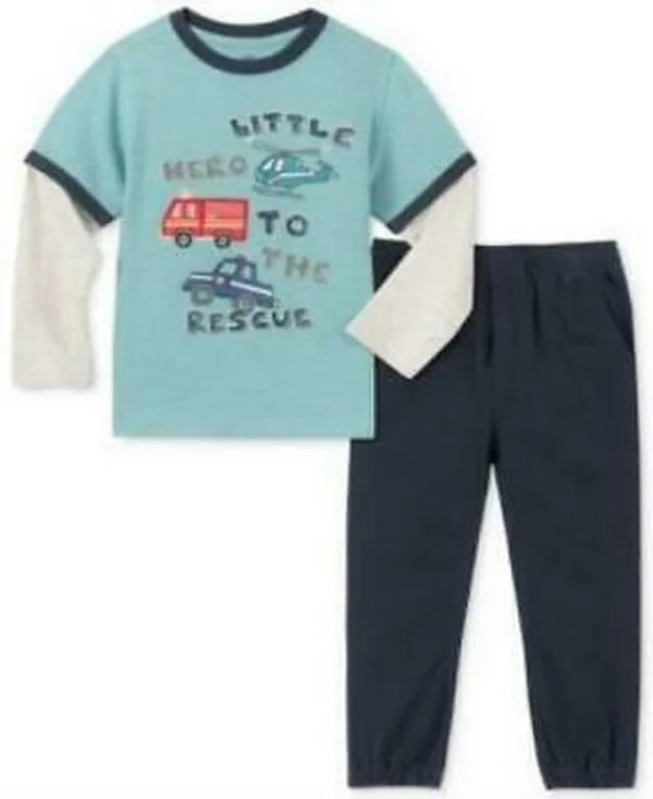 Kids Headquarters Little Boys Print Shirt and Joggers