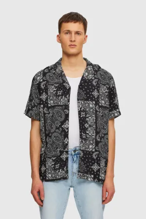 KUWALLA BEACH SHIRT BLACK PAISLEY