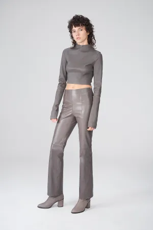 Lara - Nude Leather Pants