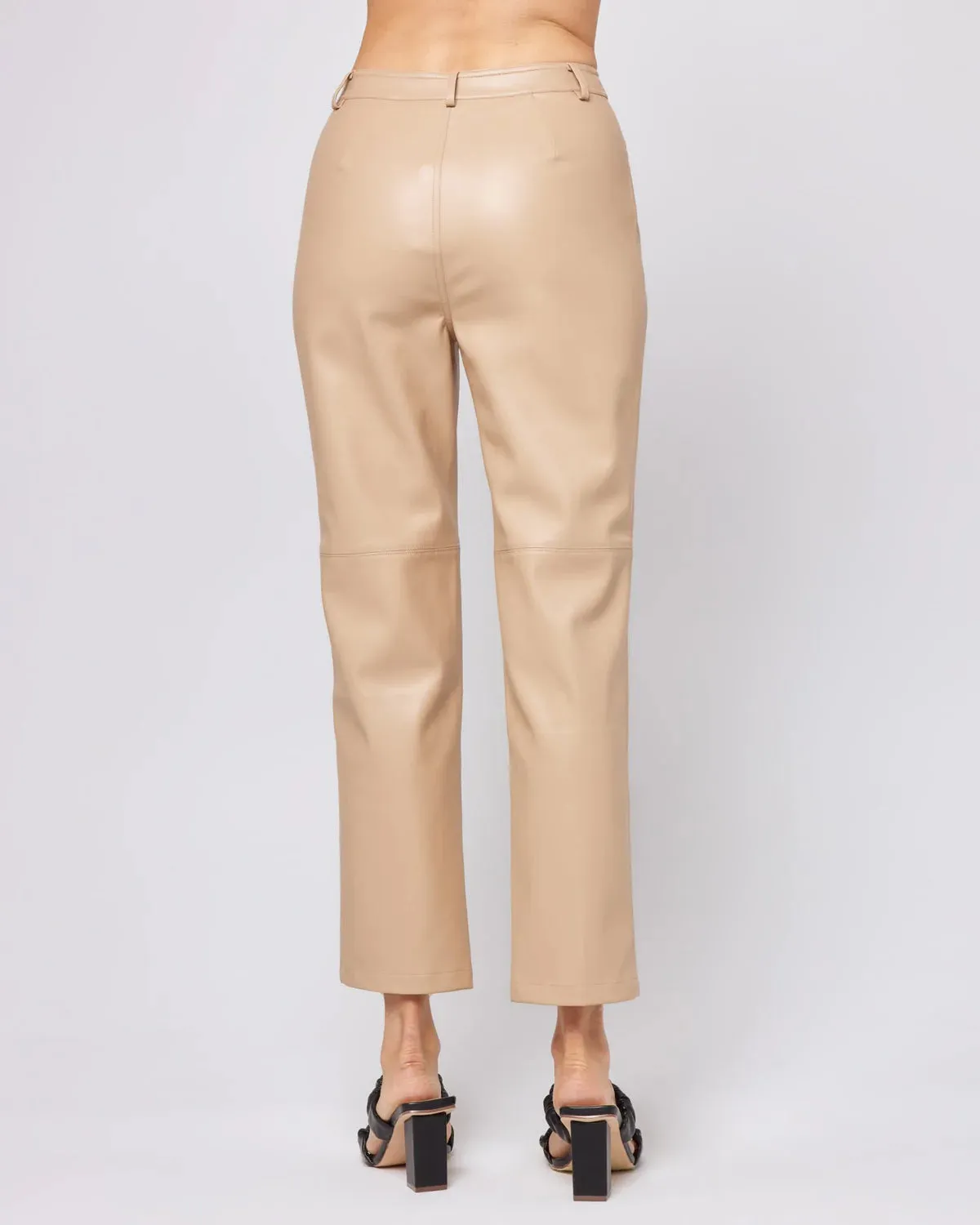 L*Space Women's Quincey Faux Leather Cropped Pants - Latte Tan