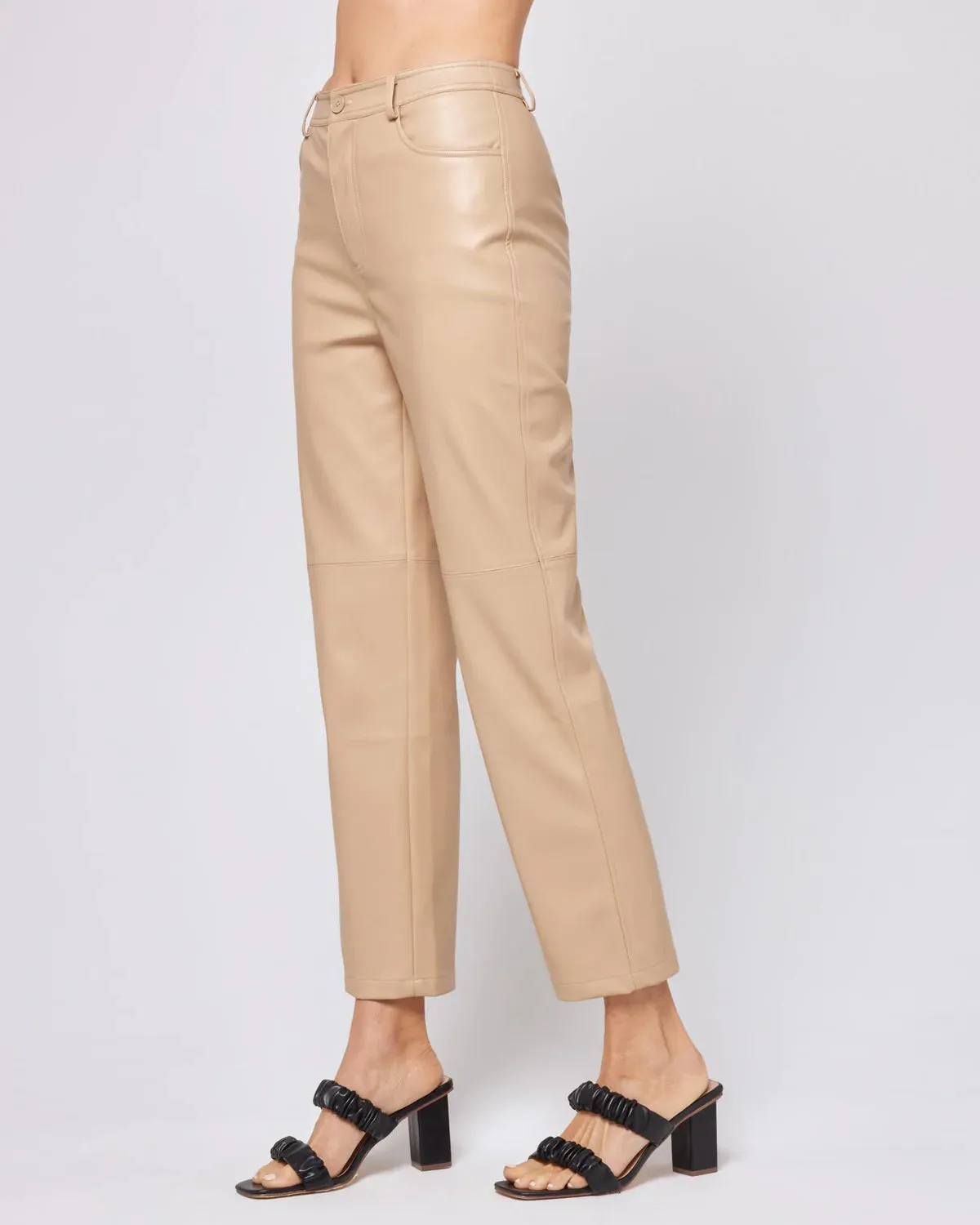 L*Space Women's Quincey Faux Leather Cropped Pants - Latte Tan