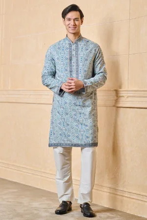 Medium Blue Printed Kurta Set