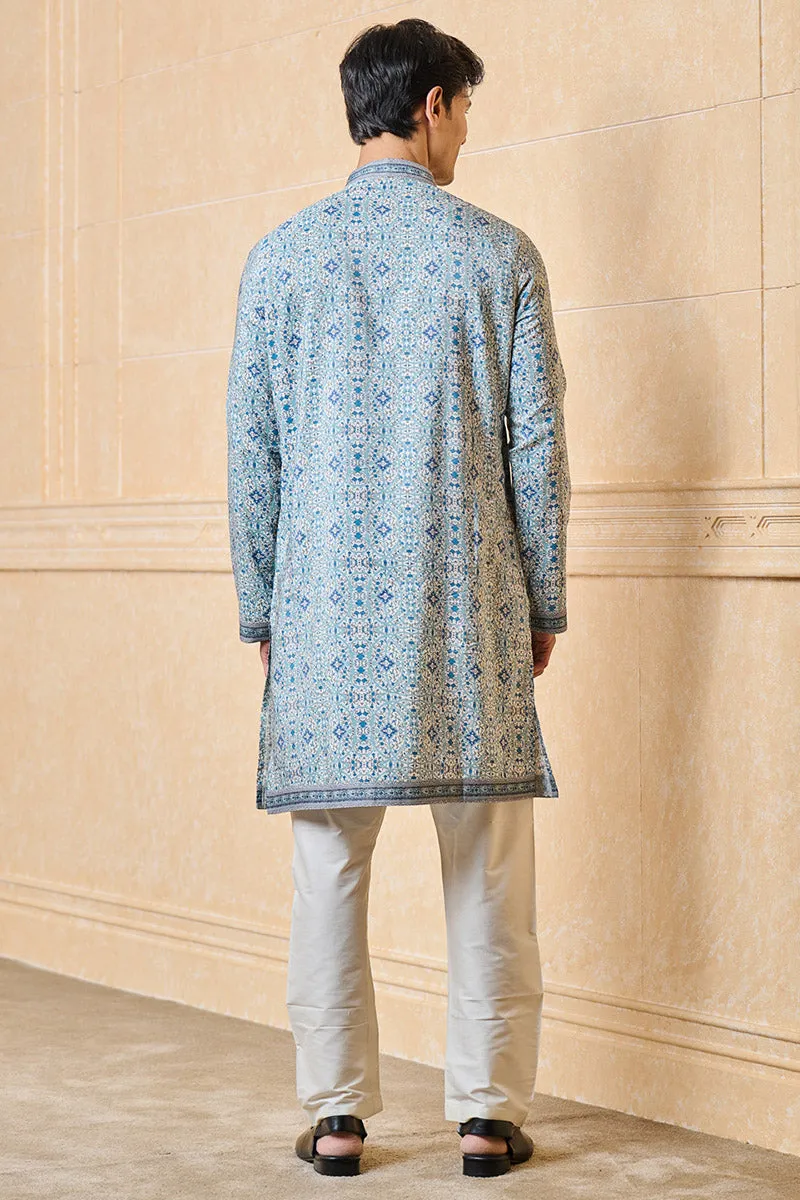 Medium Blue Printed Kurta Set