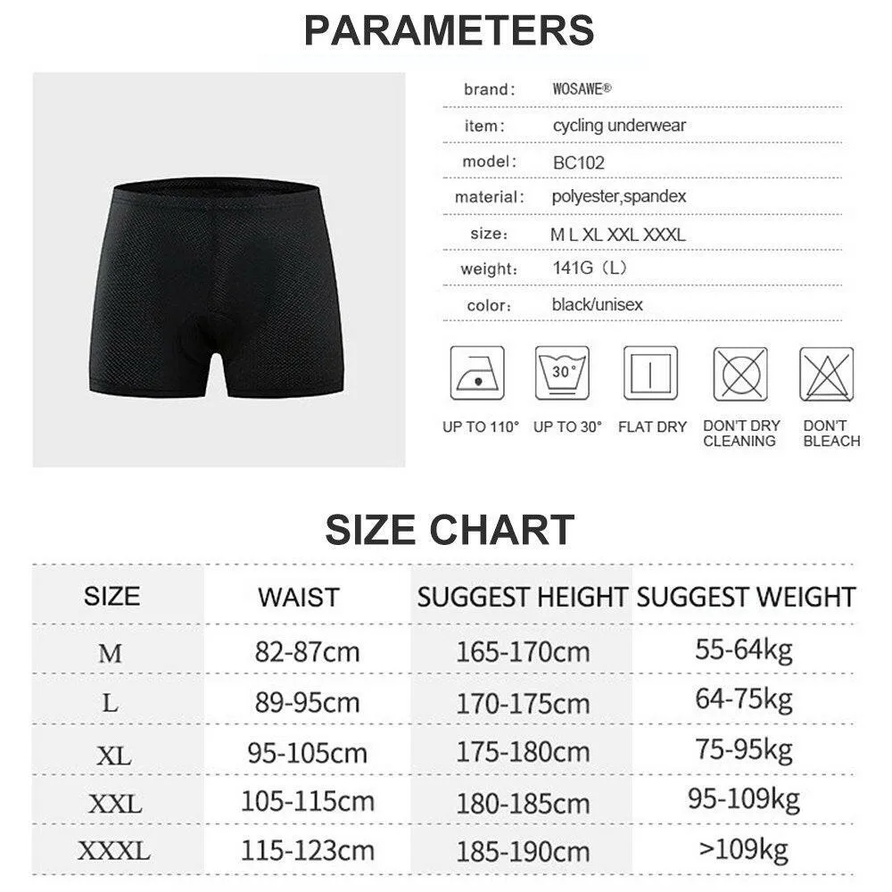 Men Cycling Underwear Shorts Breathable Gel Padded MTB Bicycle Biking Riding Shorts