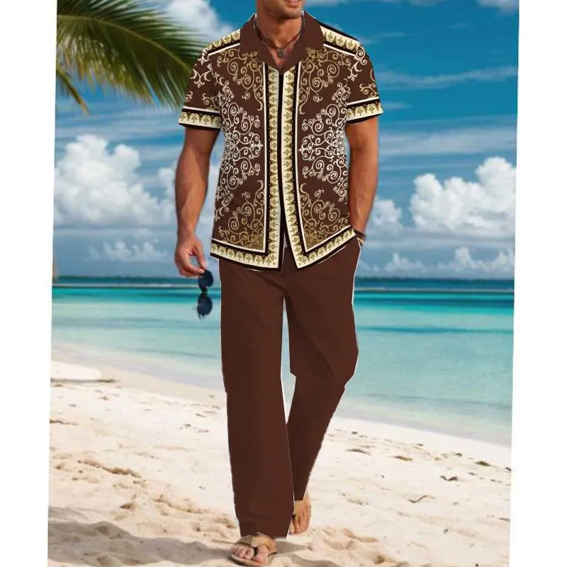 Men's Casual Printed Resort Suit 17837379YM