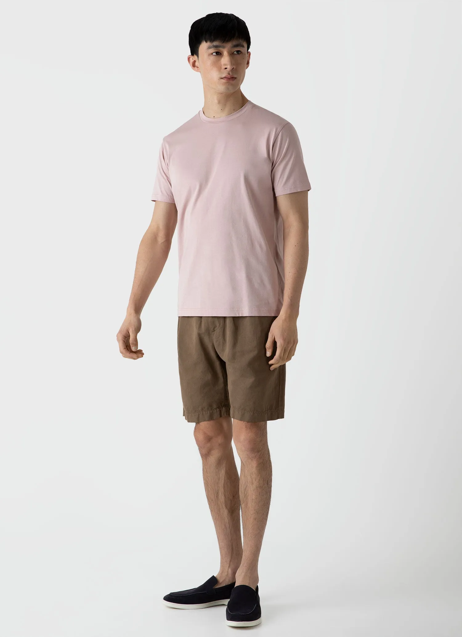 Men's Cotton Linen Drawstring Shorts in Dark Tan