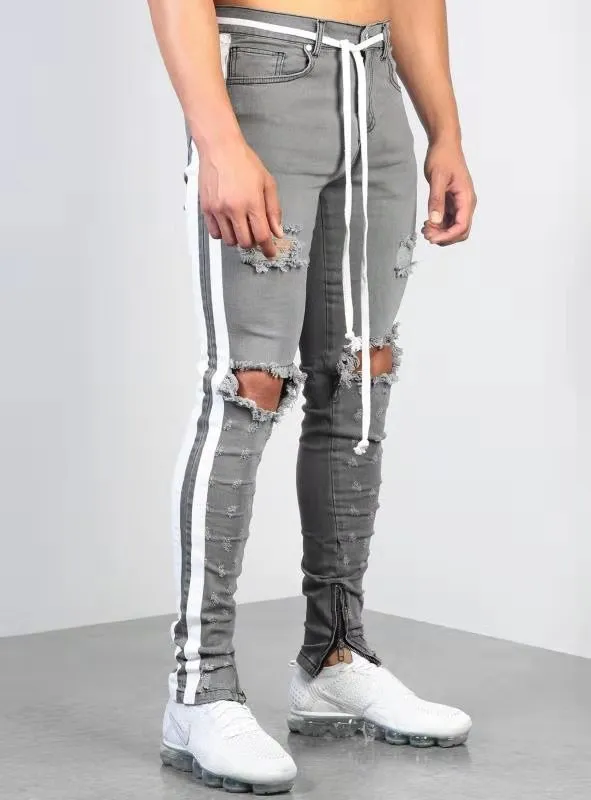 Men's Jeans with pull-link ribbon