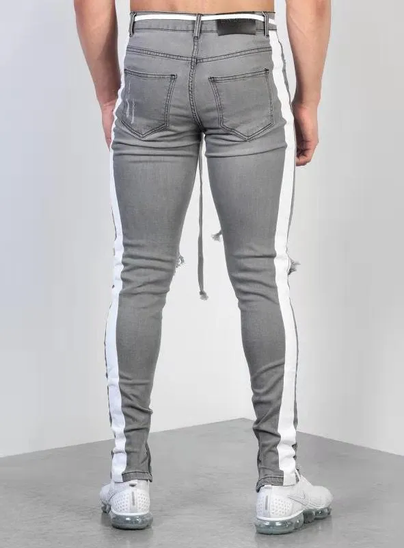 Men's Jeans with pull-link ribbon