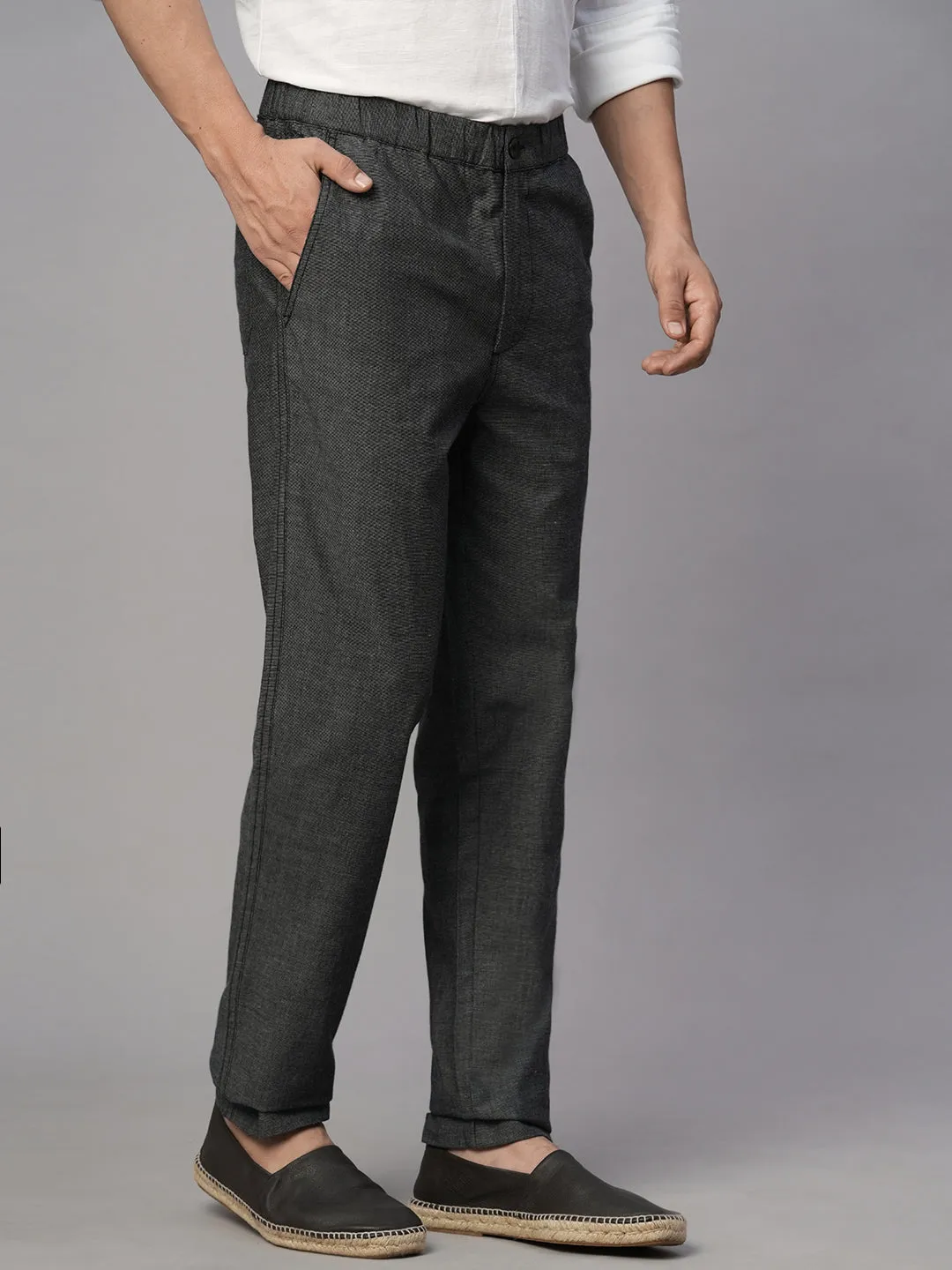 Men's Slate Cotton Regular Fit Pant