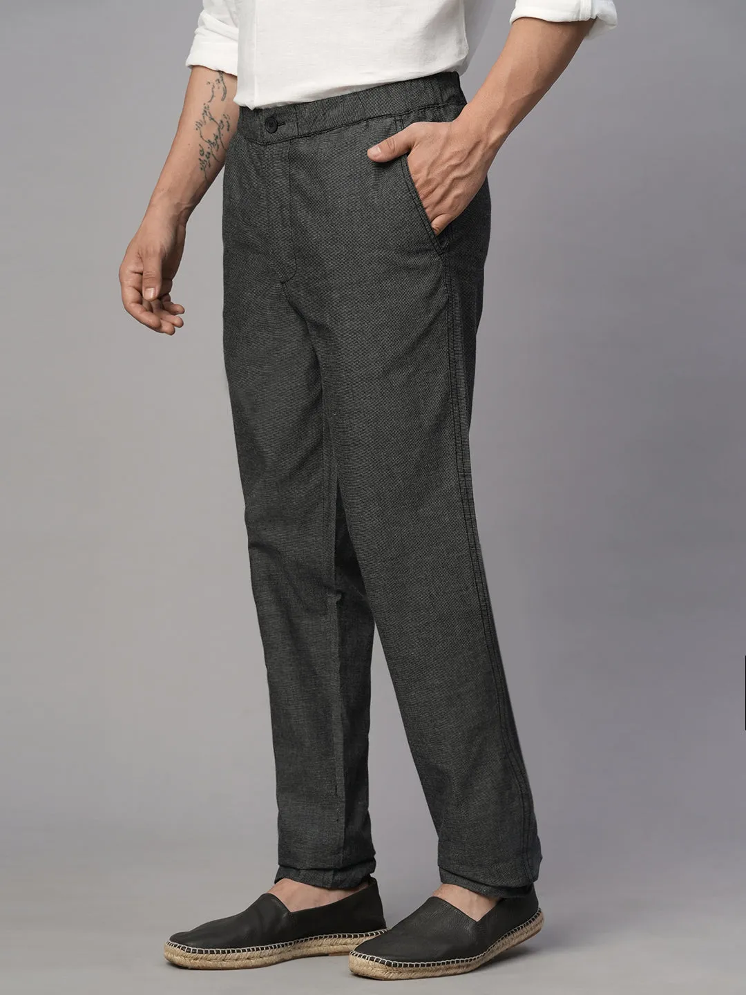 Men's Slate Cotton Regular Fit Pant