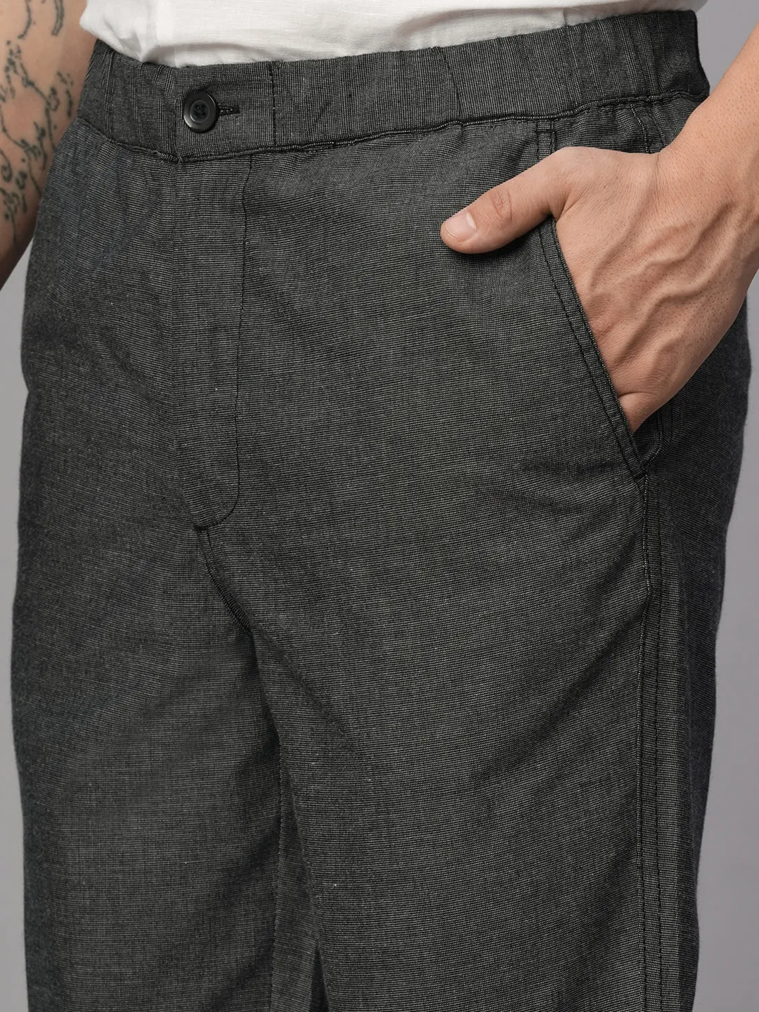 Men's Slate Cotton Regular Fit Pant