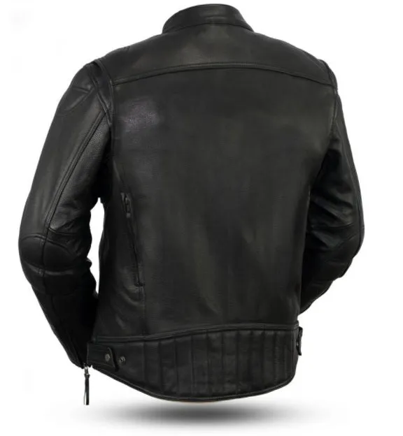 Men's Top Performer Leather Moto Jacket - Black