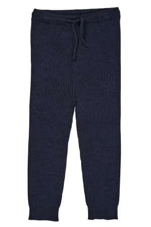 MERINO CLASSIC RIB LEGGINGS W. DRAWSTRINGS - NAVY