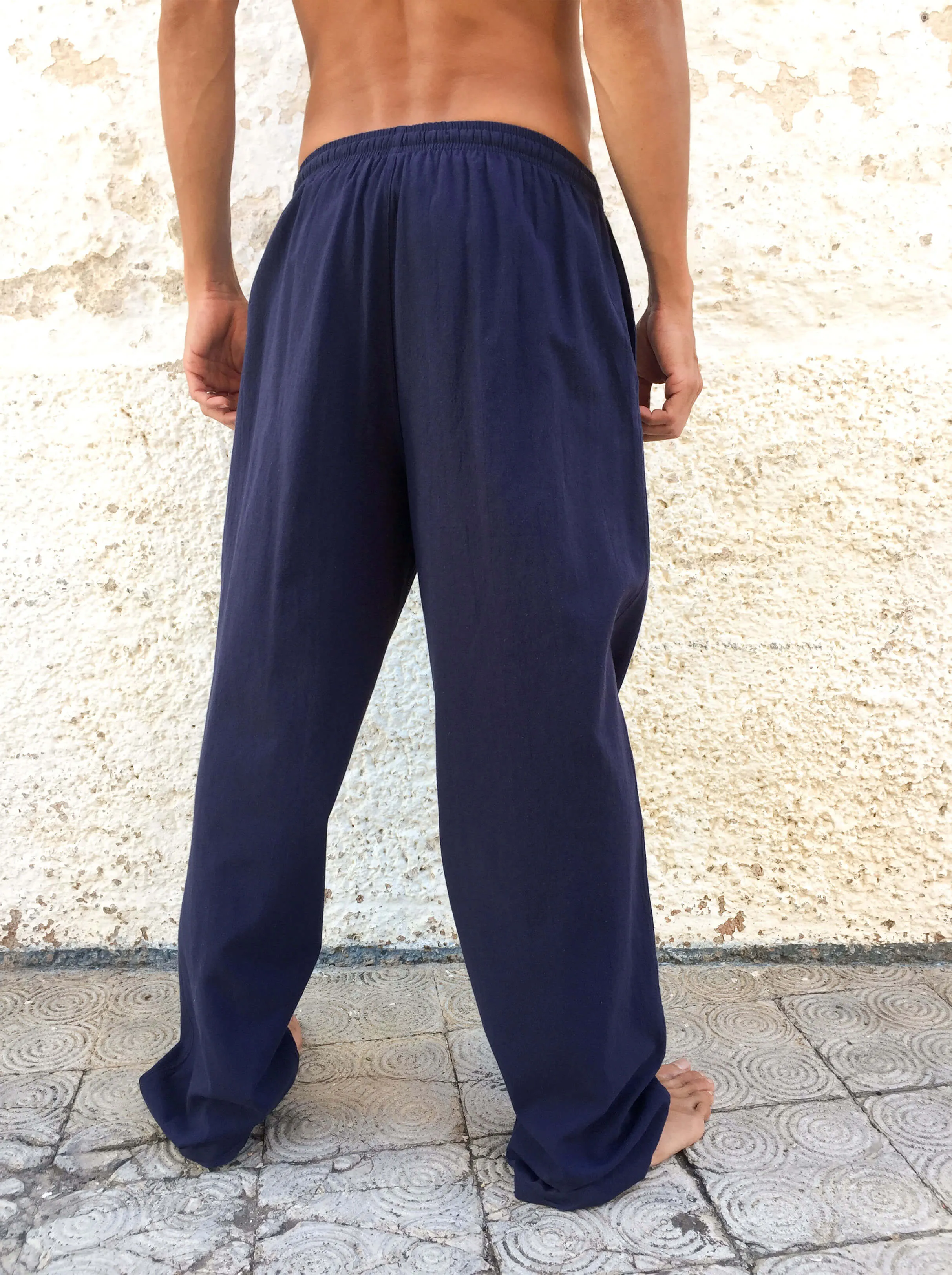 Midnight Blue Cotton Drawstring Pants