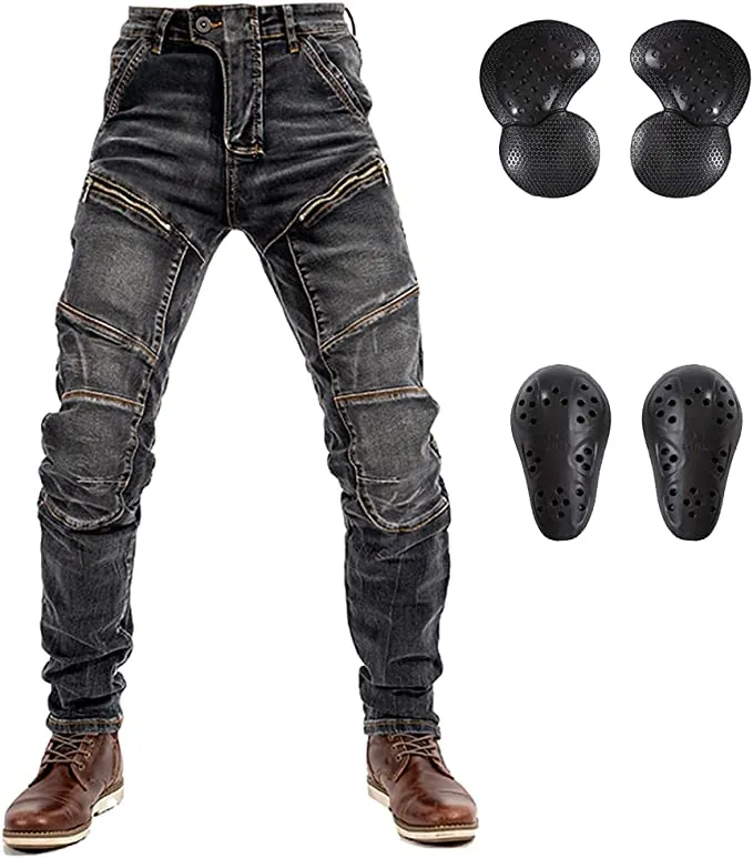 Motorcycle Riding Jeans Kevlar Motorbike Racing Pants with Removable Armored