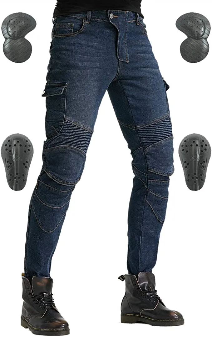 Motorcycle Riding Pants Denim Jeans Protect Pads Equipment