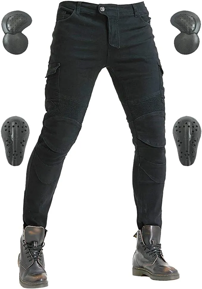 Motorcycle Riding Pants Denim Jeans Protect Pads Equipment