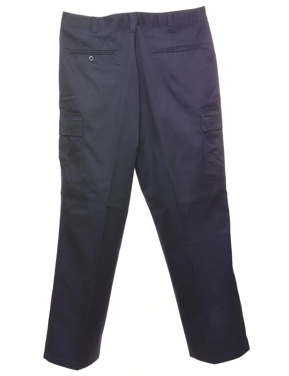 Navy Cargo Style Suit Trousers - W34 L33