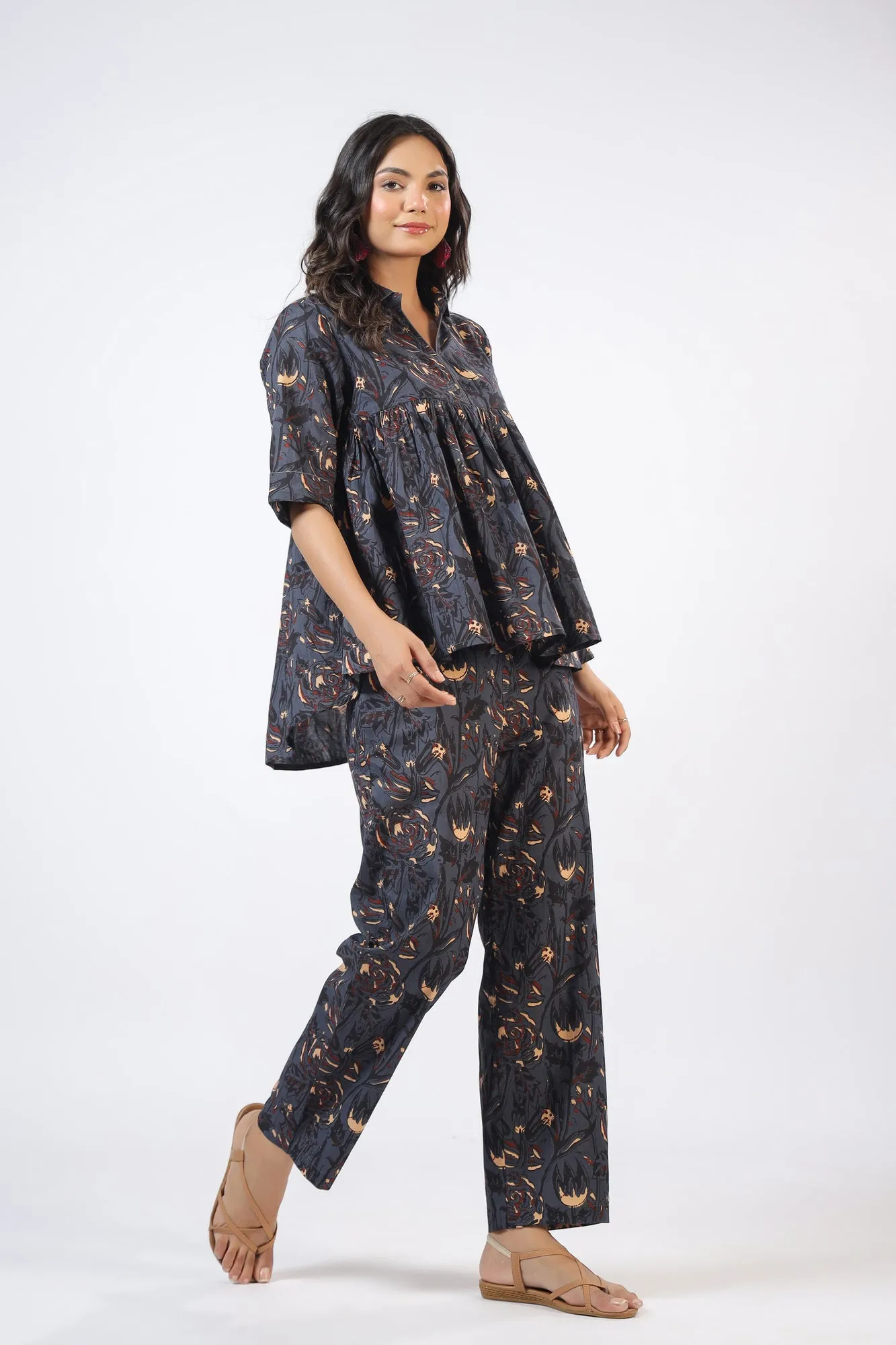 Nightshade Rose Cotton Loungewear Top Set