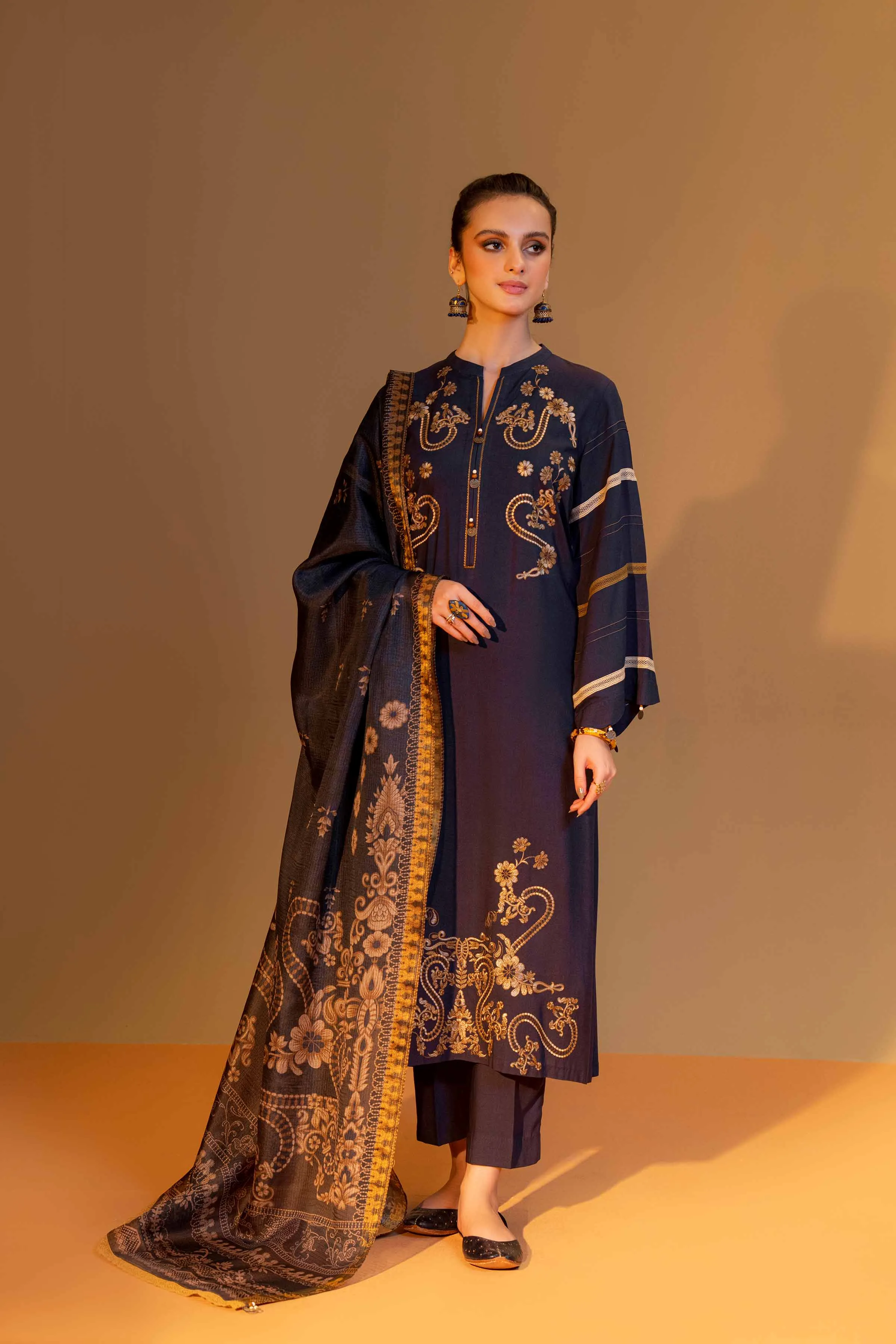 Nishat Linen Silk Collection – 3 Piece - Embroidered Suit - 42306463