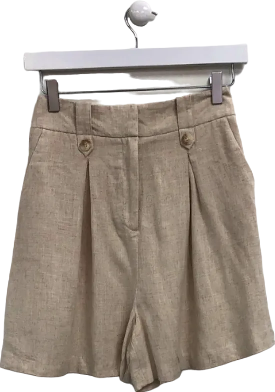 Nobody's Child Beige Tailored High-Waist Shorts UK 6