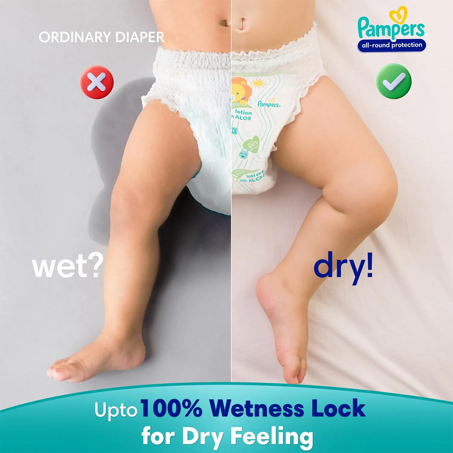 Pampers All round Protection Pants Style baby Diapers, Large (L) Size, 192 Count, Anti Rash Blanket, Lotion with Aloe Vera, 9-14kg Diapers