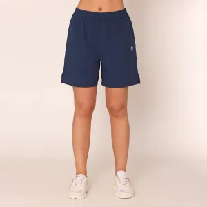 Plain Knitted Shorts For Women - Navy