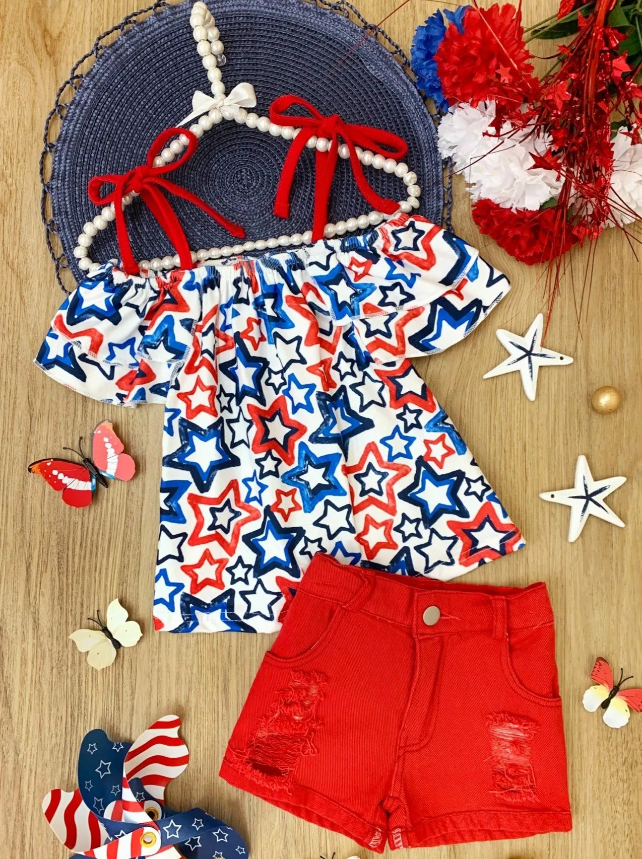 Reach For The Stars Denim Short Set