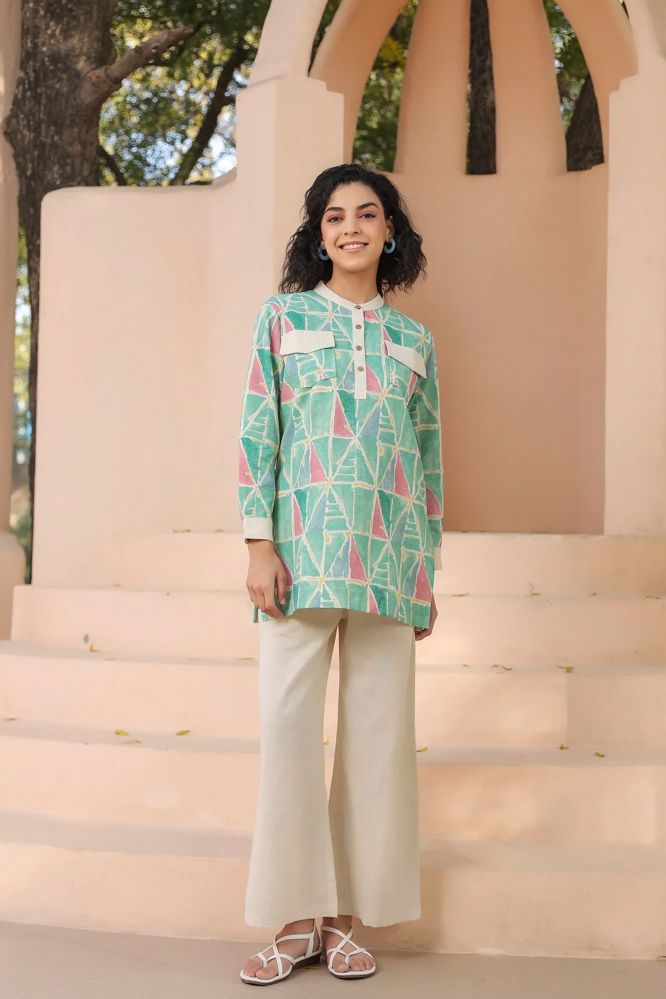 Saunter Geometric Cotton Flex Coord Set