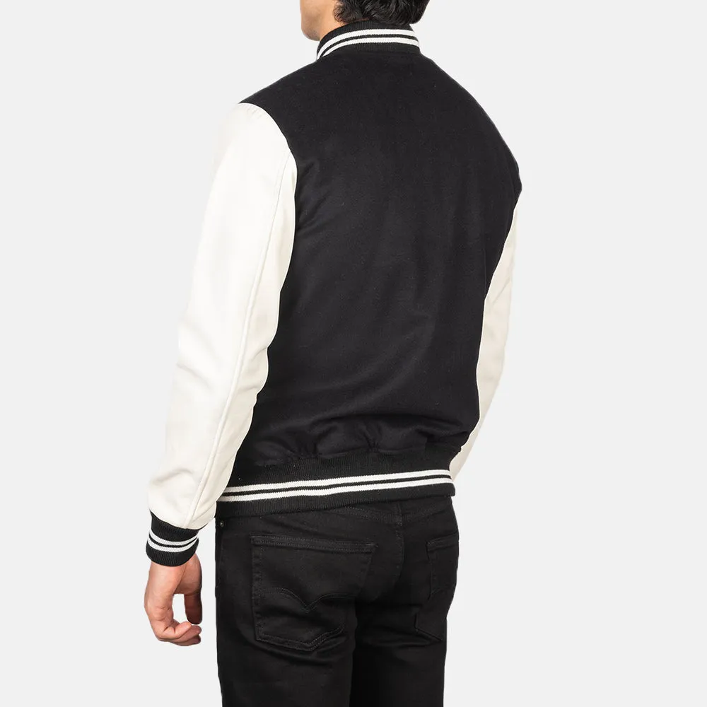 Shane Hybrid Stripped Varsity Men's Leather Jacket