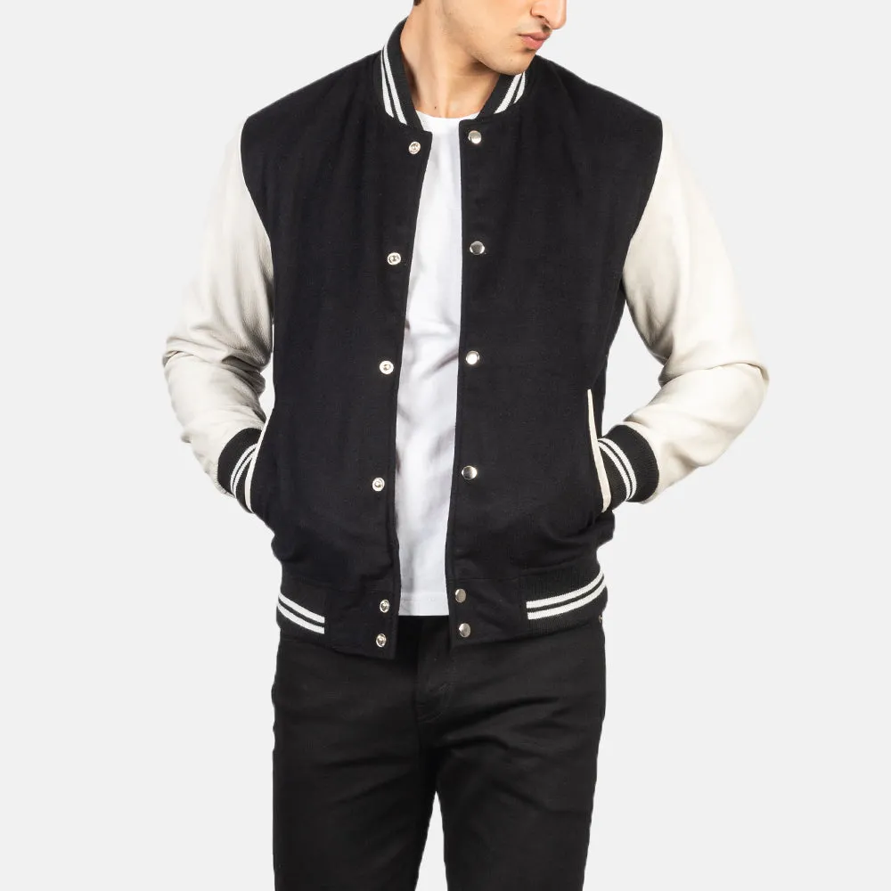 Shane Hybrid Stripped Varsity Men's Leather Jacket