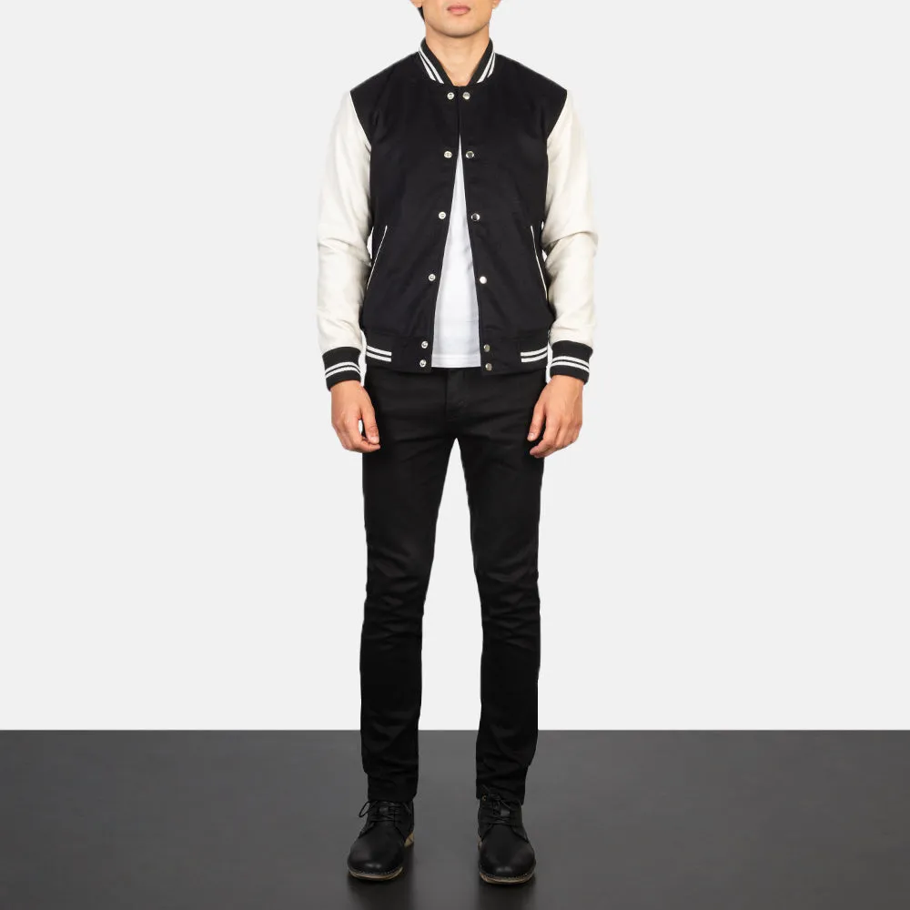 Shane Hybrid Stripped Varsity Men's Leather Jacket