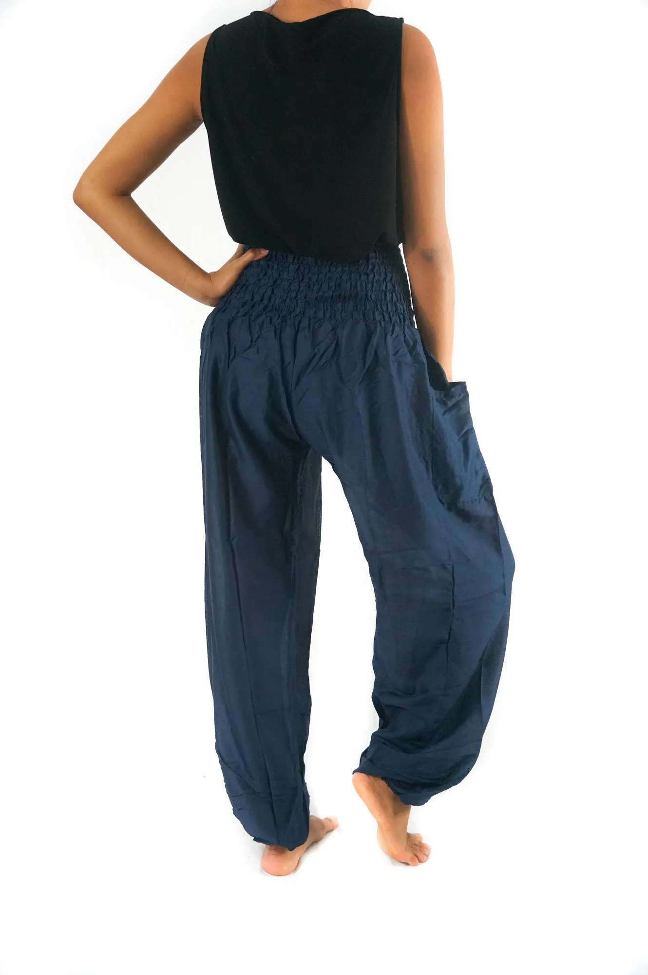 Solid Blue Women Boho Pants Hippie Pants Yoga