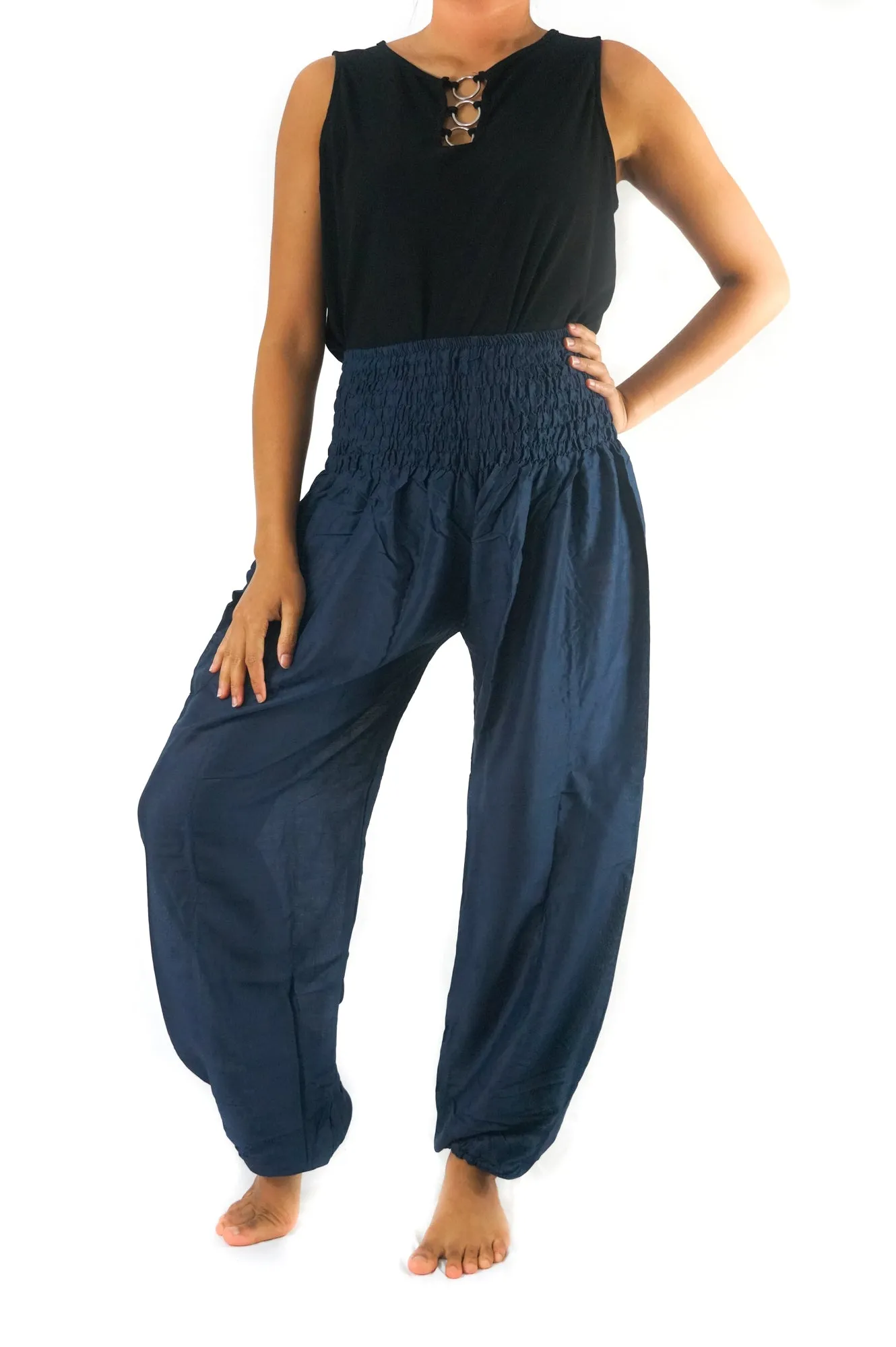 Solid Blue Women Boho Pants Hippie Pants Yoga