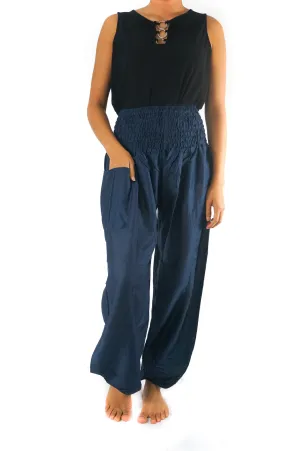 Solid Blue Women Boho Pants Hippie Pants Yoga