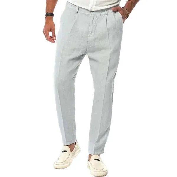 Solid Color Linen Outdoor Loose Straight Pants