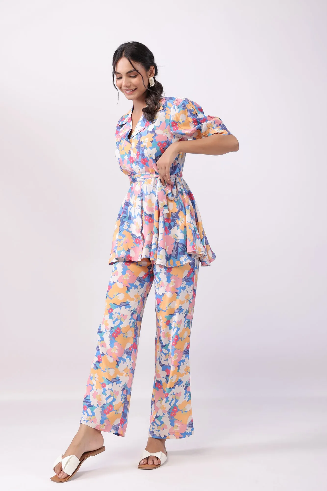 Spring Blue Russian Silk Co-ord Set