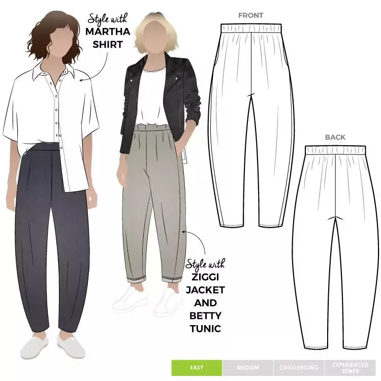 STYLE ARC • Bob Woven Pant Sewing Pattern (UK 18-30)