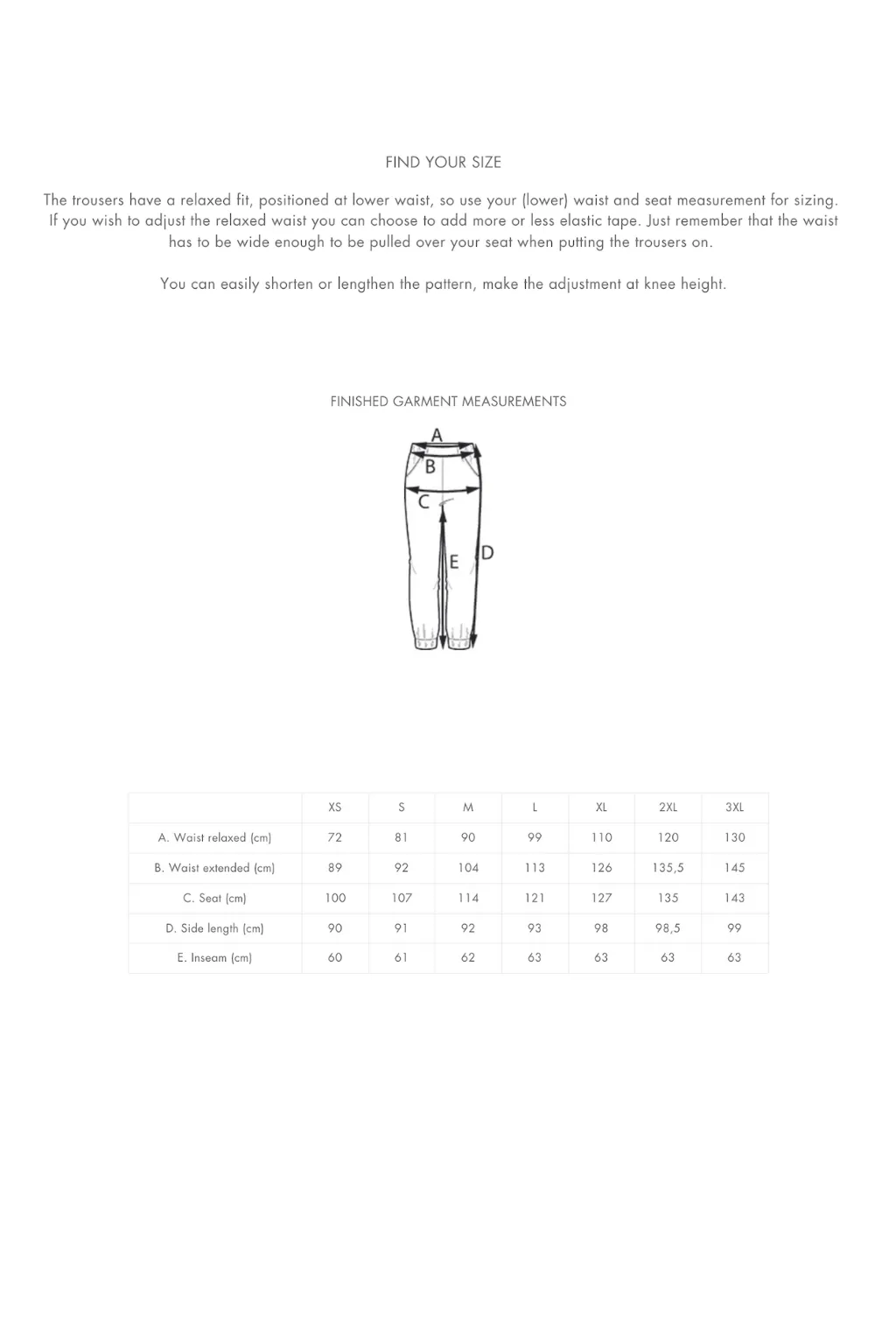 THE ASSEMBLY LINE • Almost Long Trousers Sewing Pattern (XL - 3XL)