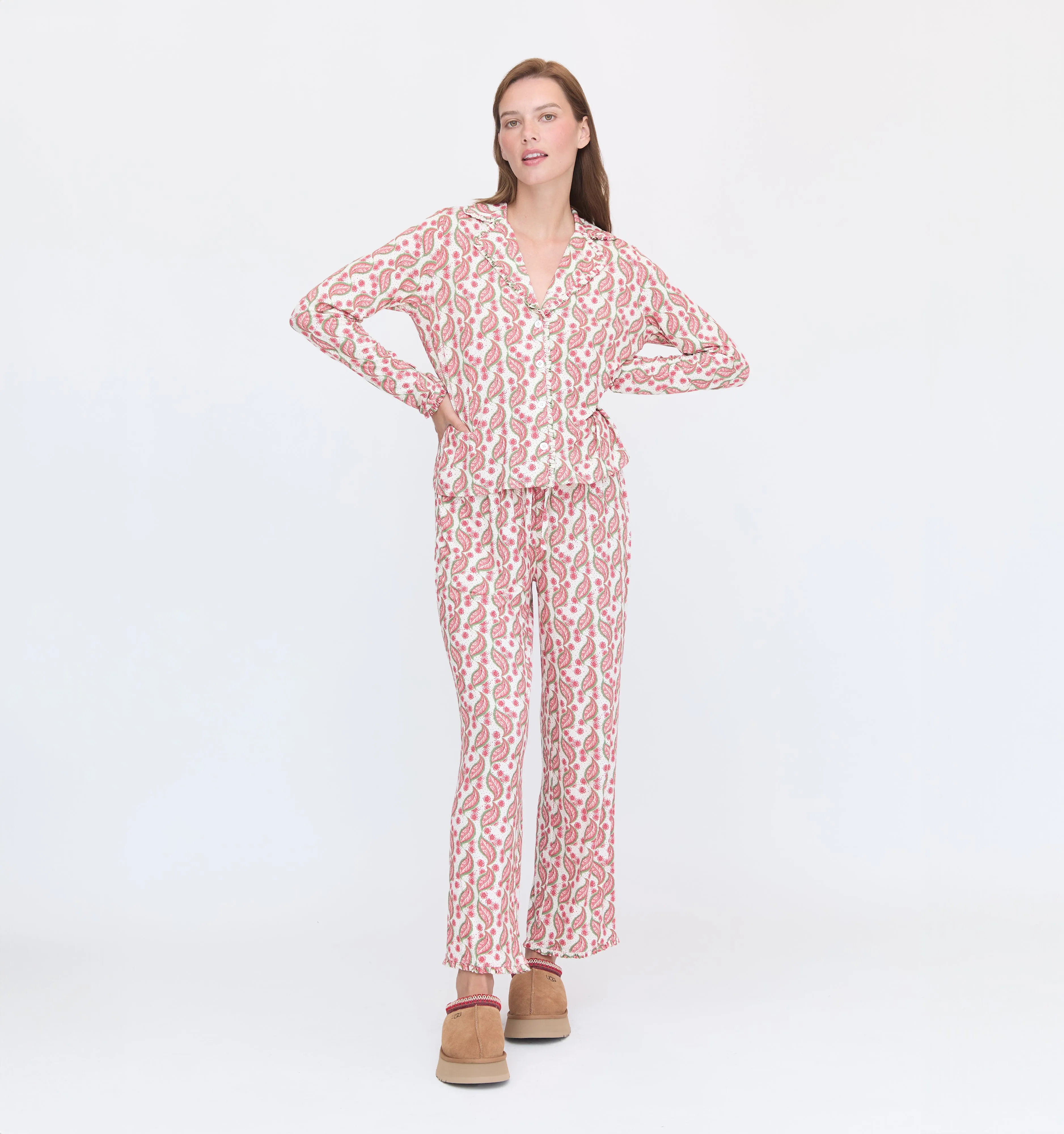 The Eleni Pajama Set - Birch Vine Stripe