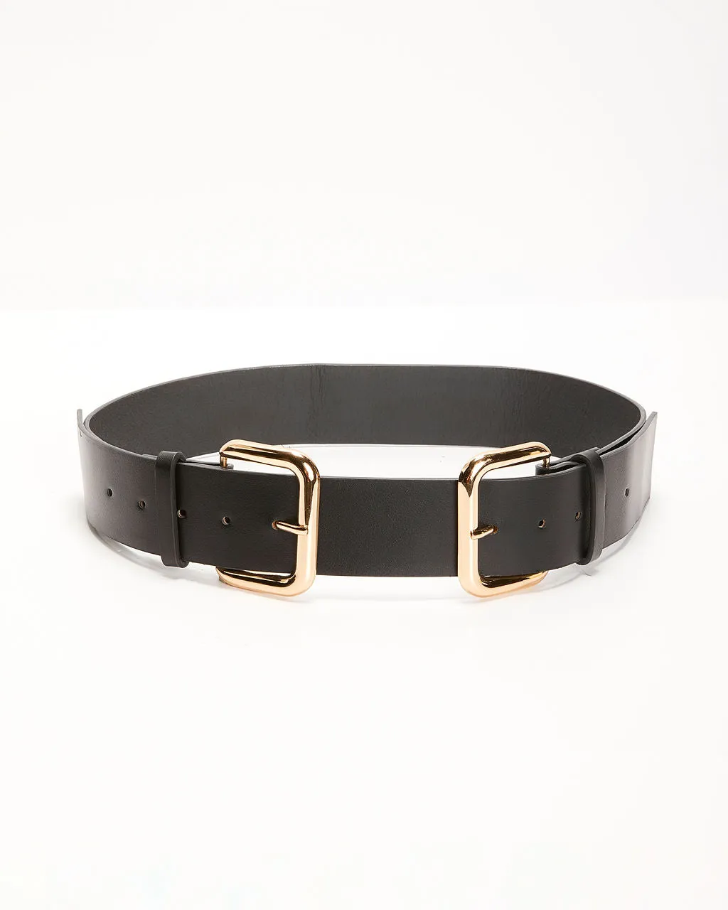 Tight Hold Double Buckle Faux Leather Belt