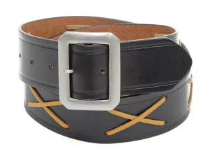 TOYS McCOY Cross-Stitched Leather Belt Men's Ccasual Marlon Brando The Wild One Belt TMA2107 Black